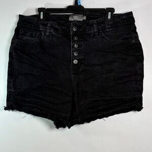 NWT Torrid Denim Shorts Black‎ Wash Button Fly Frayed Hem Festival Plus Size 14